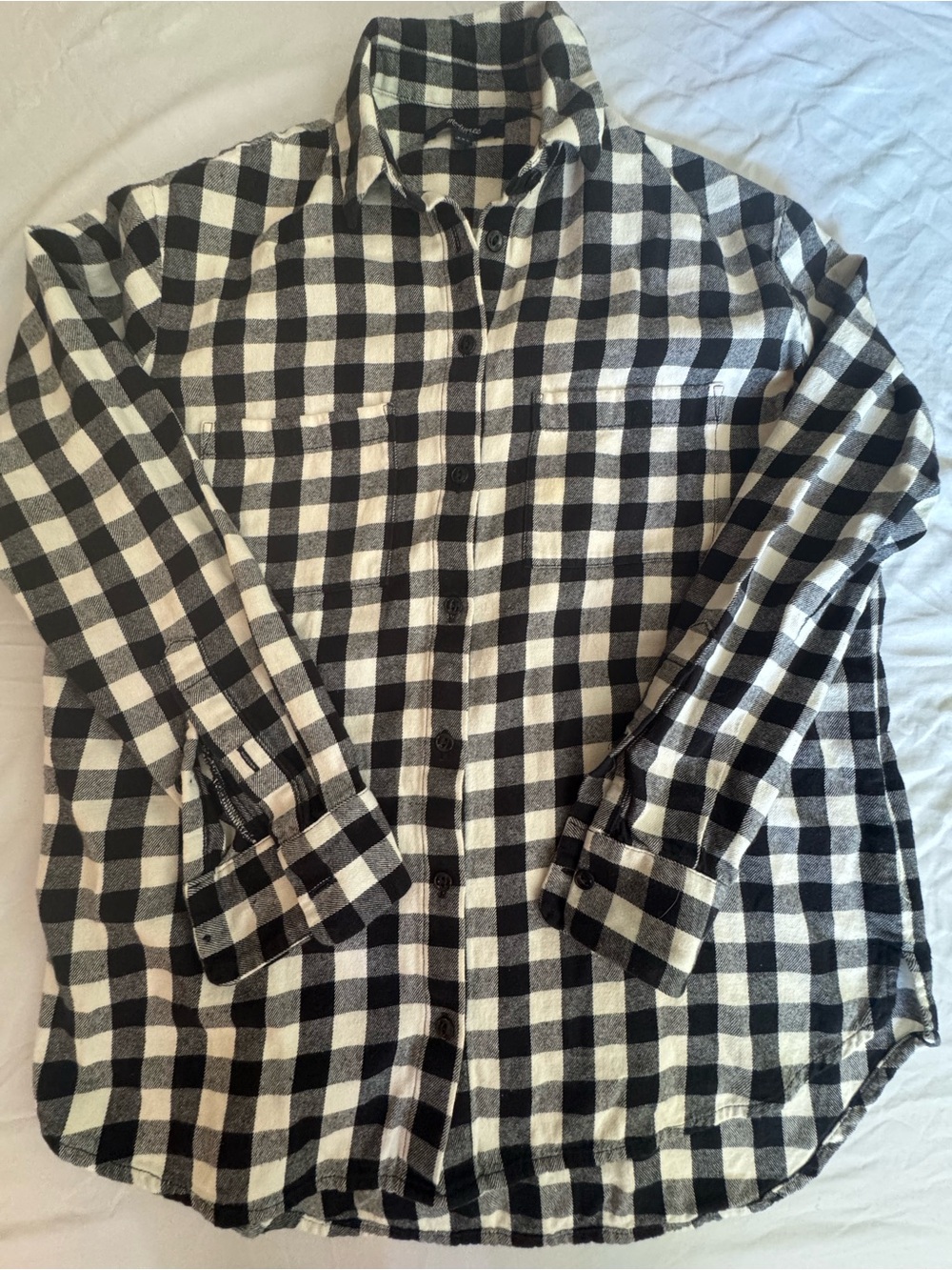 Madewell Black and White Buffalo Check Button-Down Shirt